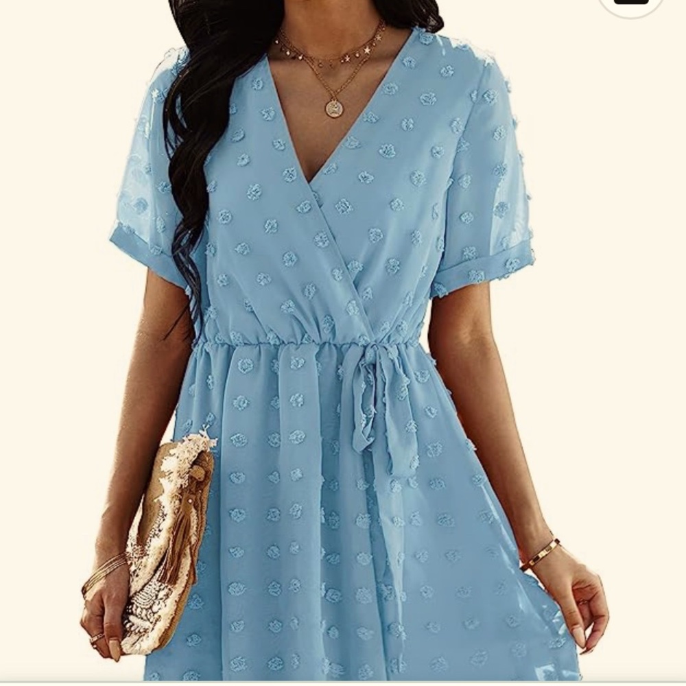 Elegant Blue Wrap Mini Dress